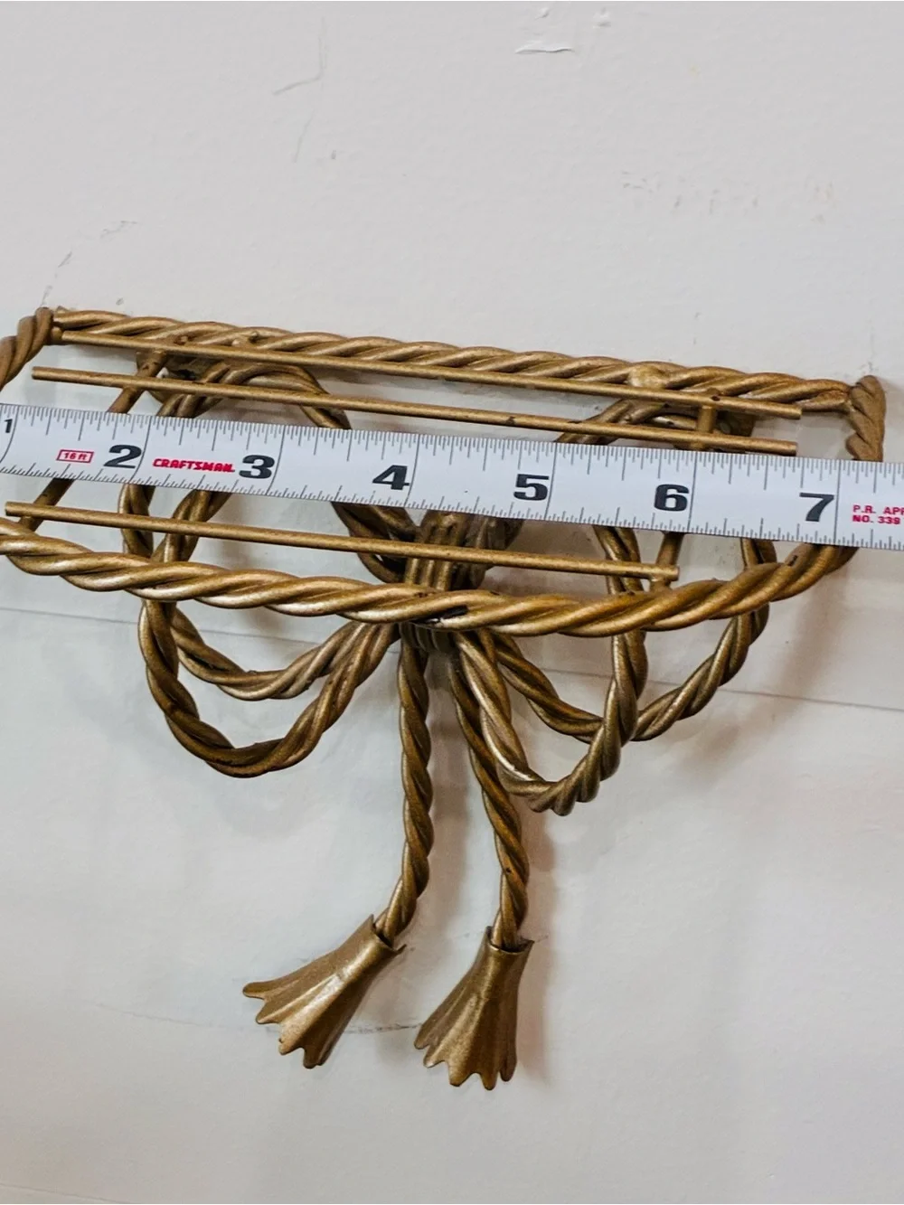 Vintage Hollywood Regency Gold Rope Tassel Wall Shelf great condition